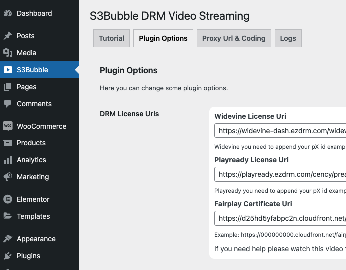 S3Bubble DRM WordPress Player